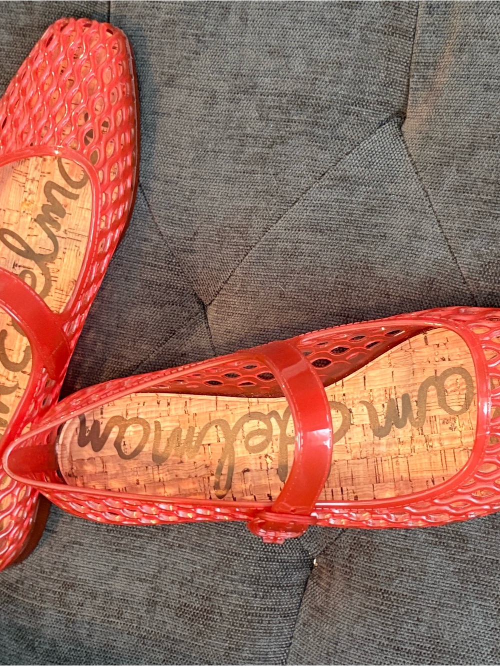 Red Jelly Mesh Mary Jane Flats size 11 - Picture 2 of 5